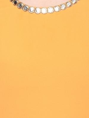 yellow georgette flared kurta - 14973660 - Standard Image - 4