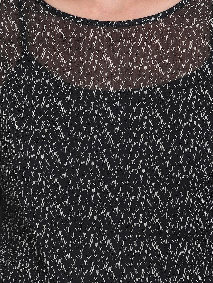 black printed chiffon top - 14974004 - Zoom Image - 4
