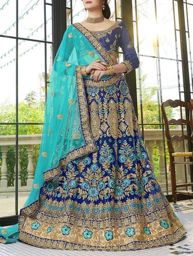 Embroidered flared lehenga - 14974764 - Very Small Image - 1