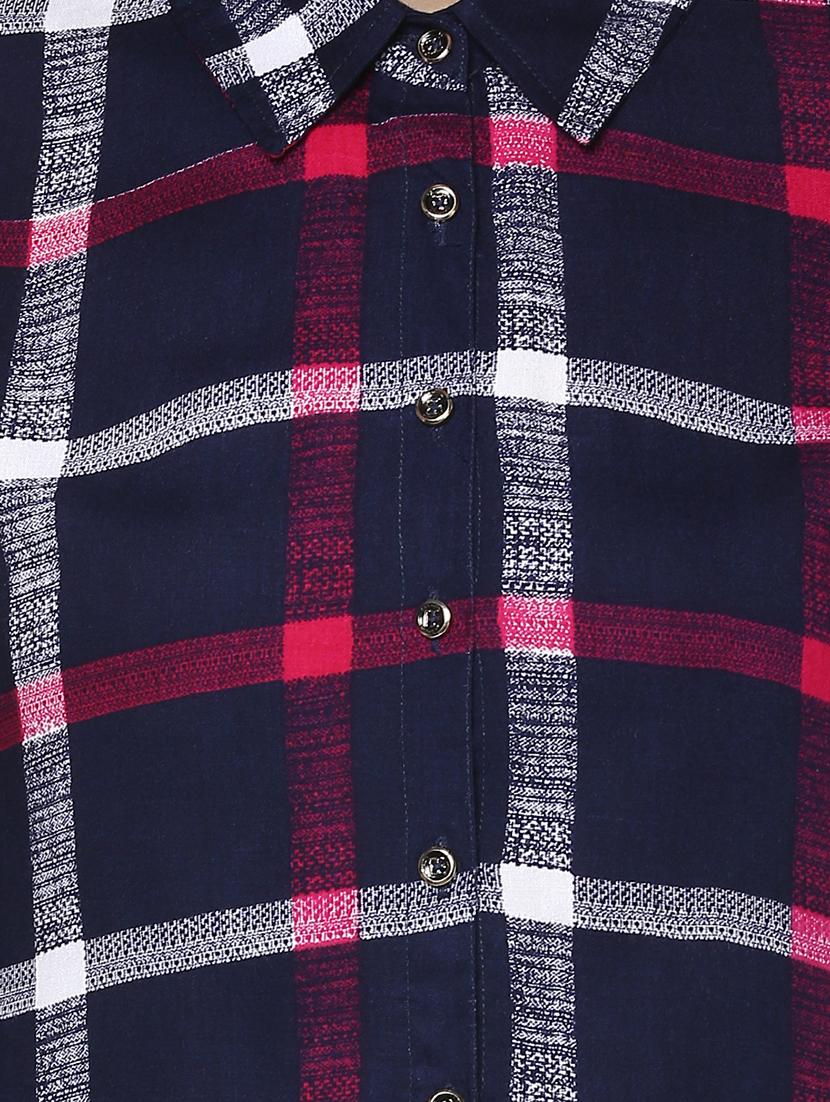 blue checkered rayon shirt - 14980416 - Zoom Image - 4