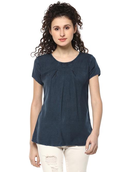 solid blue denim top - 14980496 - Standard Image - 1