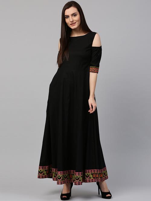 Anarkali cold shoulder kurta - 14981116 - Standard Image - 1