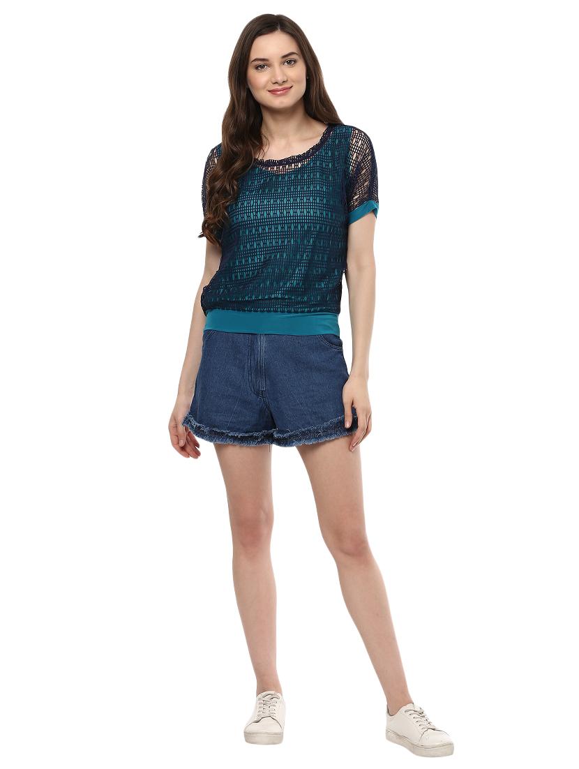 navy blue denim shorts - 14981559 - Zoom Image - 4