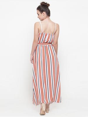 tie front striped maxi dress - 14984806 - Standard Image - 4