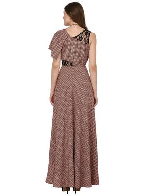 lace detailed asymmetric gown - 14985820 - Standard Image - 4