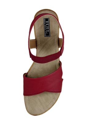 red faux leather back strap sandals - 14986268 - Standard Image - 4