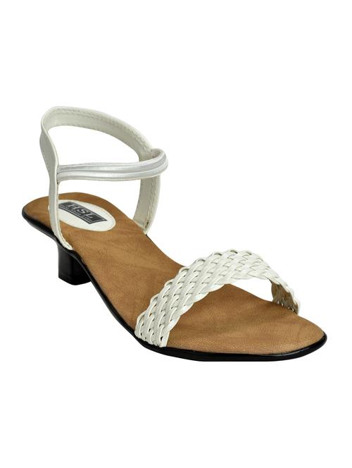 white faux leather back strap sandals - 14986271 - Standard Image - 1