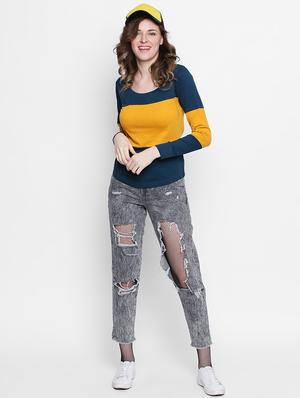 scoop neck color block tee - 14986847 - Standard Image - 4