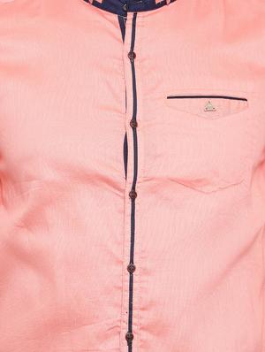 peach cotton casual shirt - 14986933 - Standard Image - 4