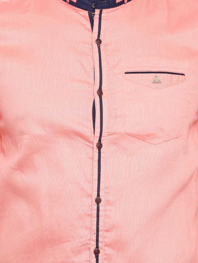 peach cotton casual shirt - 14986933 - Zoom Image - 4