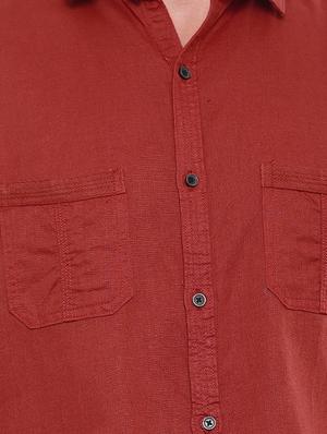 red linen casual shirt - 14987004 - Standard Image - 4