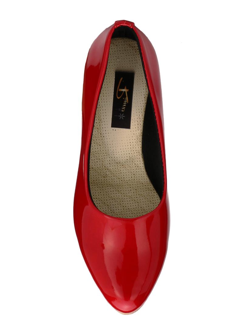 red leatherette slip on pumps - 14987225 - Zoom Image - 4