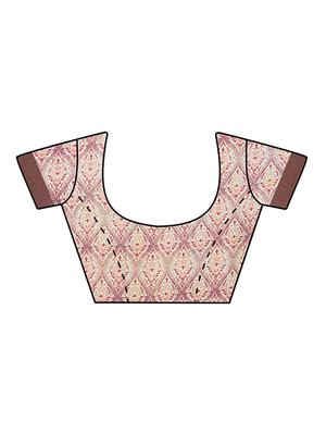 brown crepe half and half saree with blouse - 14988624 - Standard Image - 4