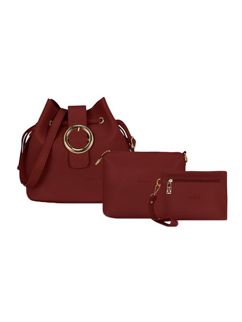 maroon leatherette combo sling bag - 14992725 - Very Small Image - 1