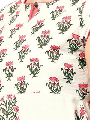 botanical print cap sleeved a-line dress - 14992877 - Standard Image - 4