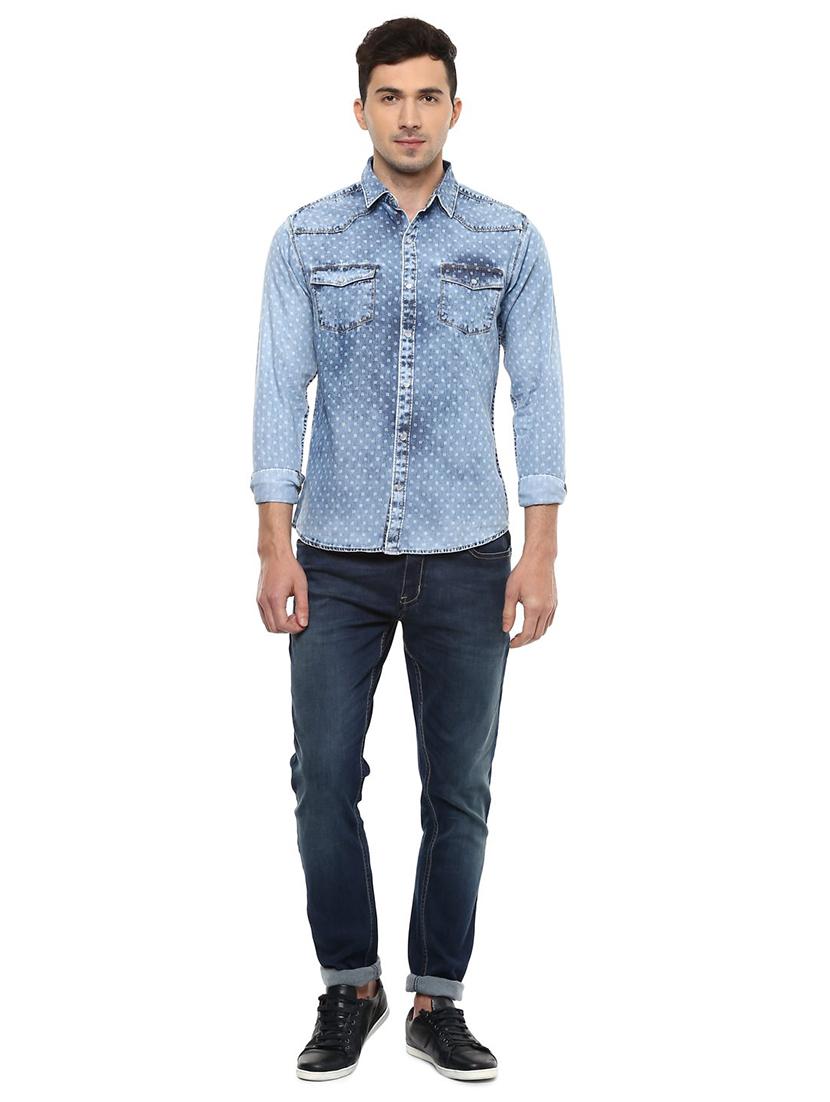 blue cotton casual shirt - 14994723 - Zoom Image - 4