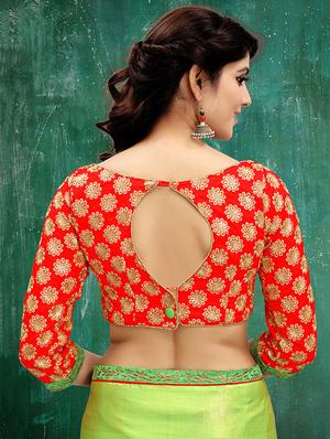 green silk bordered saree with blouse - 14994877 - Standard Image - 4