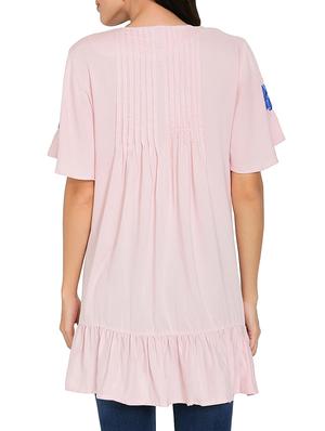 pink rayon embroidered tunic - 14995711 - Standard Image - 4