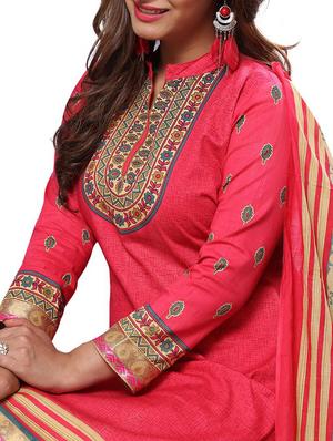 pink printed salwar suit unstitched suit set - 14996361 - Standard Image - 4