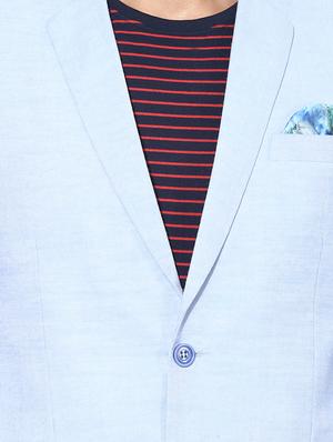 blue linen casual blazer - 14996406 - Standard Image - 4