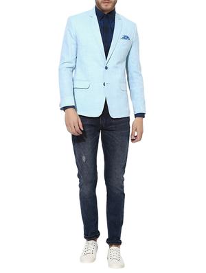 light blue linen casual blazer - 14996674 - Standard Image - 4