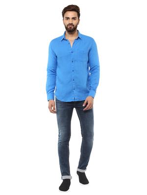 blue linen casual shirt - 14997383 - Standard Image - 4