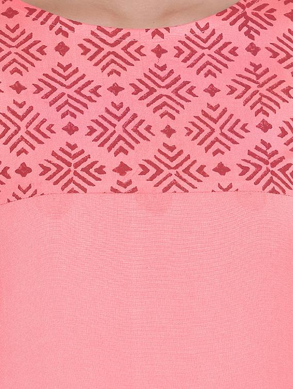 pink cotton kurta palazzo set - 14997732 - Zoom Image - 4