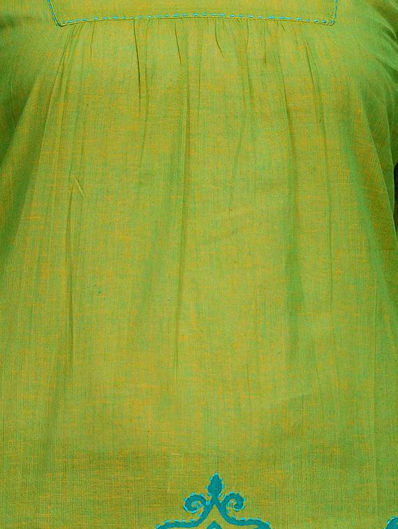fuchsia designs green cotton straight kurti - 14999497 - Zoom Image - 4