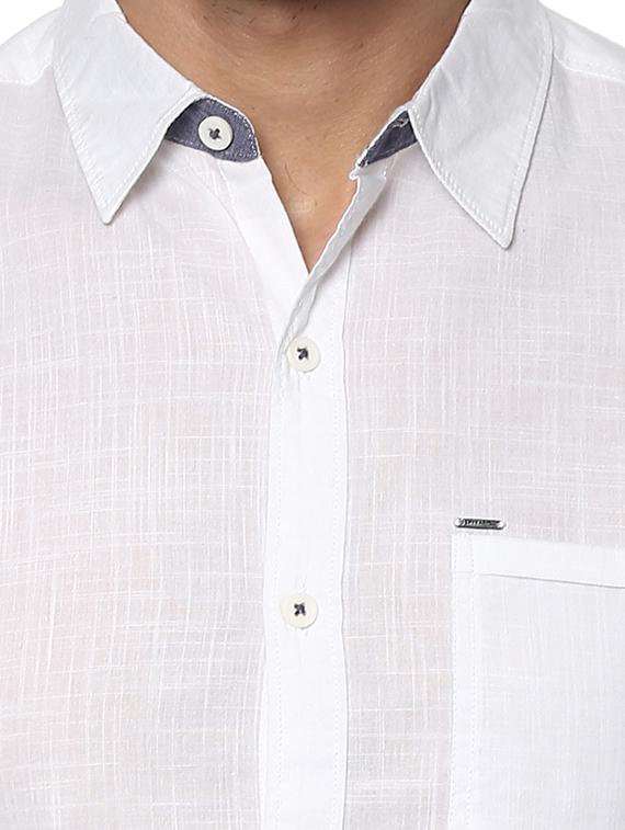 white cotton casual shirt - 15000725 - Zoom Image - 4