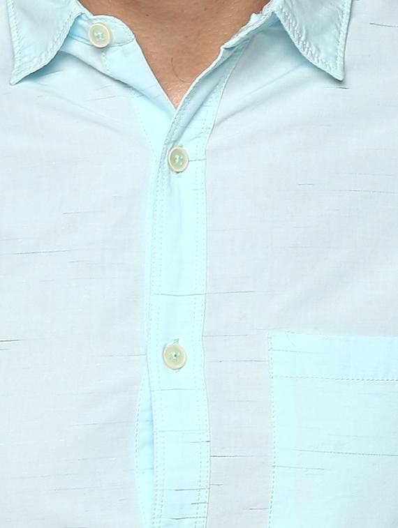 light blue cotton casual shirt - 15000773 - Zoom Image - 4