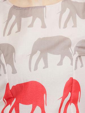 FAMOUS BY PAYAL KAPOOR red cotton printed top - 15001757 - Standard Image - 4