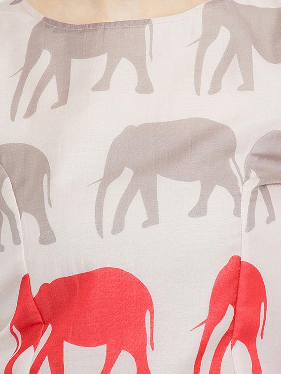 FAMOUS BY PAYAL KAPOOR red cotton printed top - 15001757 - Zoom Image - 4