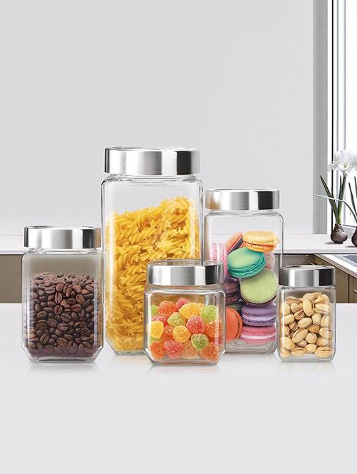 Set orf 12 Cube Jar 580,1000, 2250 Ml Storage Container Glass - 15002185 - Very Small Image - 1