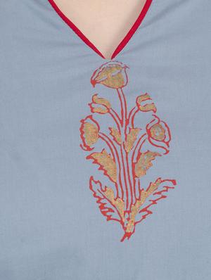 grey cotton straight kurta - 15002672 - Standard Image - 4