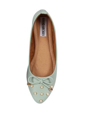 green faux leather slip on ballerina - 15004001 - Standard Image - 4