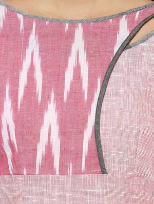 indian dobby pink khadi straight kurta - 15004499 - Standard Image - 4