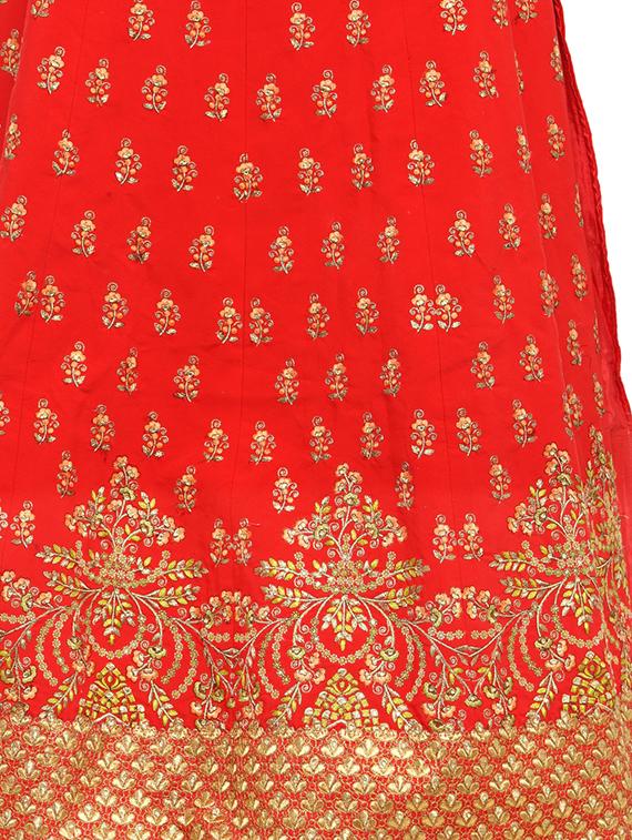 red silk flared lehenga - 15007215 - Zoom Image - 4