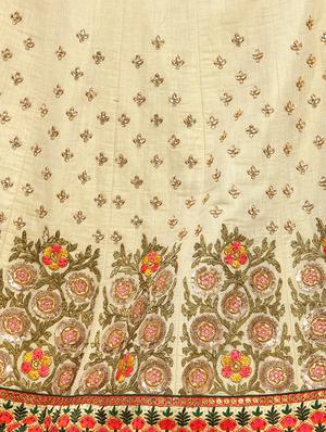 beige silk flared lehenga - 15007217 - Standard Image - 4