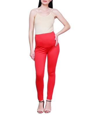 red solid maternity wear leggings - 15007932 - Standard Image - 4