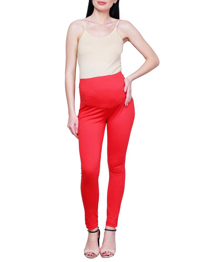 red solid maternity wear leggings - 15007932 - Zoom Image - 4