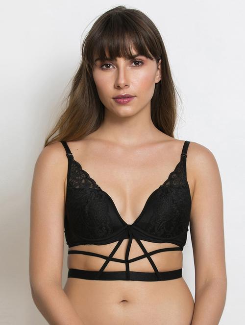 black solid cage bra - 15008097 - Standard Image - 1