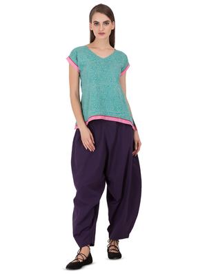 GRASS by Gitika Goyal purple cotton wide leg trouser - 15008111 - Standard Image - 4