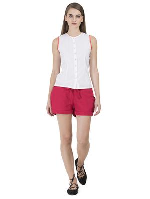 red solid cotton shorts - 15008114 - Standard Image - 4