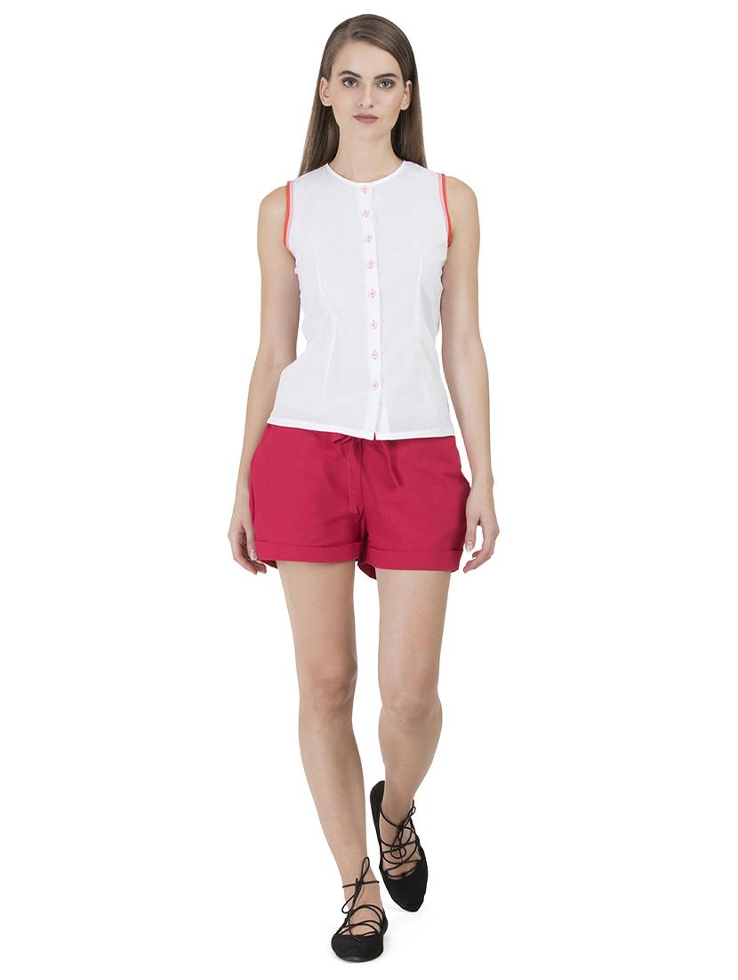 red solid cotton shorts - 15008114 - Zoom Image - 4