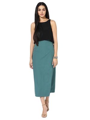 blue solid cotton wrap skirt - 15008120 - Standard Image - 4