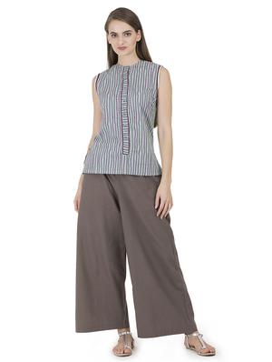 GRASS by Gitika Goyal brown cotton palazzo - 15008132 - Standard Image - 4