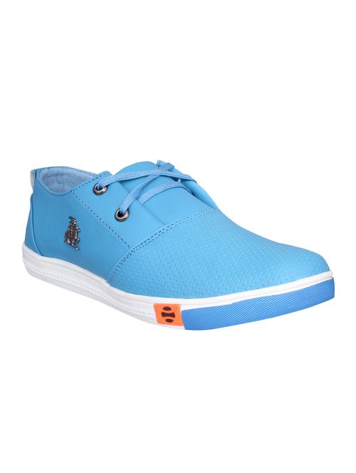 light blue leatherette lace up sneaker - 15008172 - Standard Image - 1