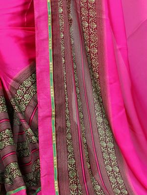 pink georgette printed saree with blouse - 15010602 - Standard Image - 4