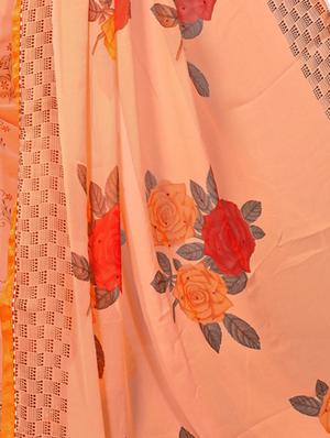 orange georgette printed saree with blouse - 15010611 - Standard Image - 4
