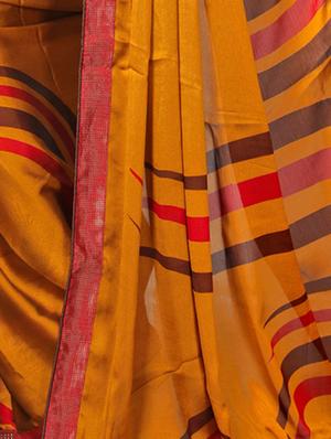 Geometrical printed saree with blouse - 15010618 - Standard Image - 4